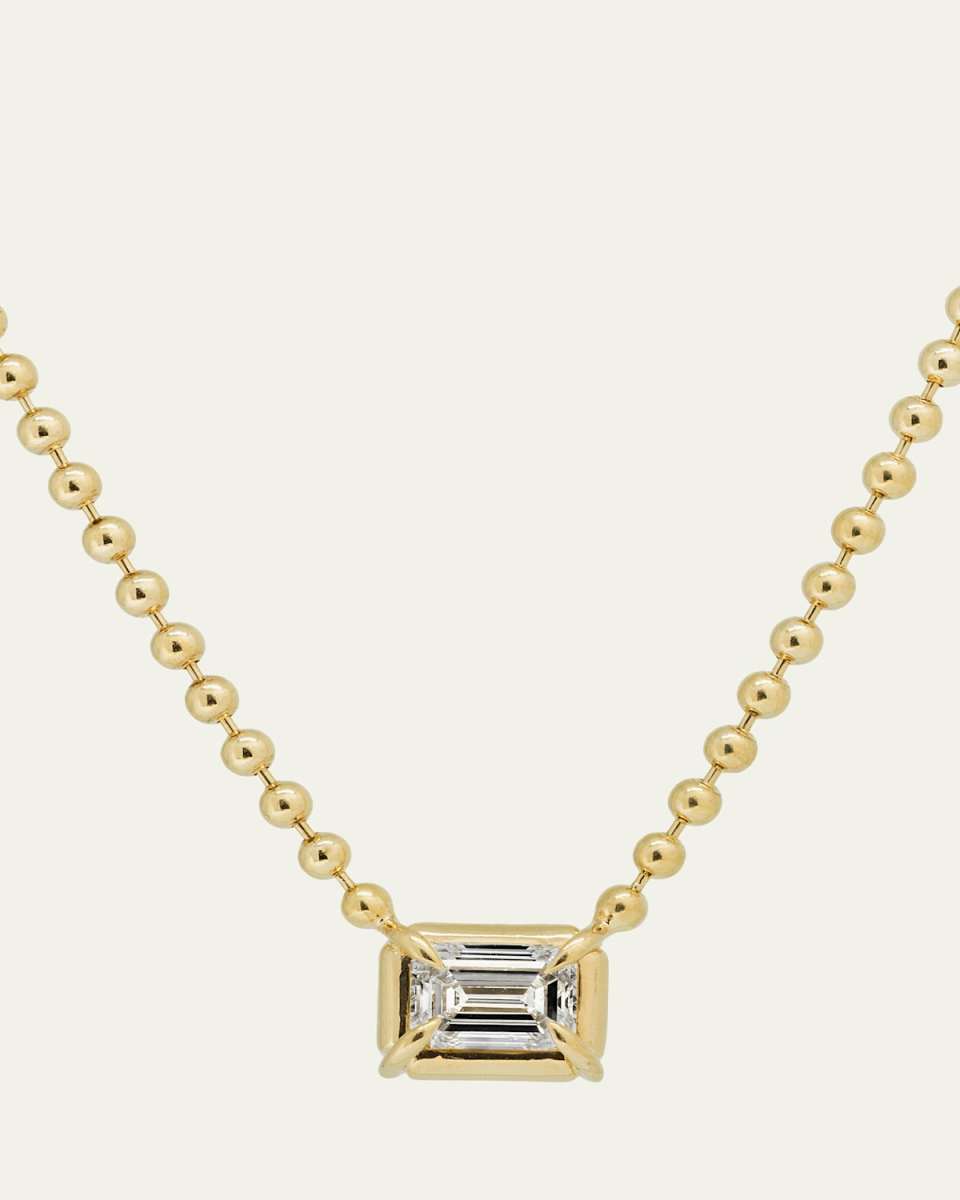 Solar Drop Emerald Solitaire Necklace